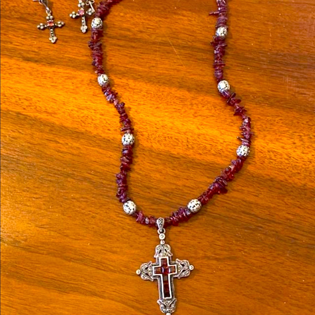 Garnet And Sterling-Silver Set-